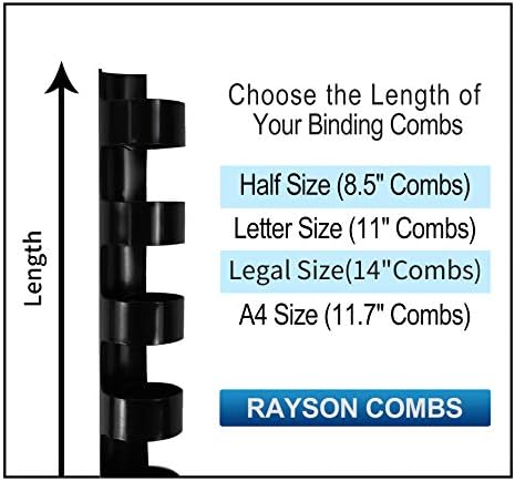 Rayson CR8BK Plastic Comb Binding Spines, 40-Sheets Capacity, 5/16" Black 19-Ring Comb Binding, Max. Binding Letter Size Paper (8.5"×11"), Box of 100 - Image 7