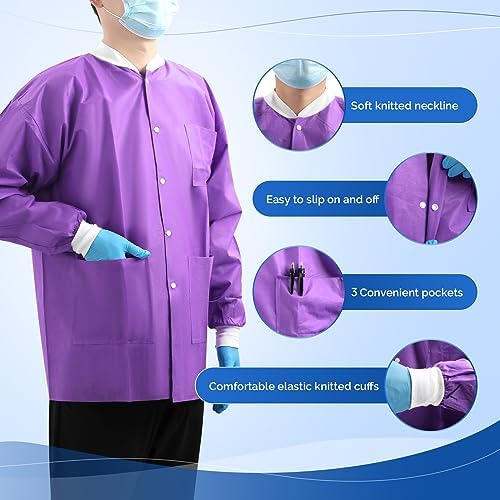 JMU 10-100 Pack Disposable Lab Coats, SMS Disposable Medical Jackets - Image 4