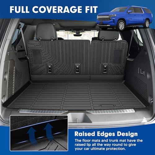 Mixsuper Cargo Liner for Chevy Suburban/GMC Yukon XL 2021-2026, All Weather Trunk Mat Backrest Mat TPE Back Seat Cover Protector for Suburban Yukon XL Accessories - Image 3