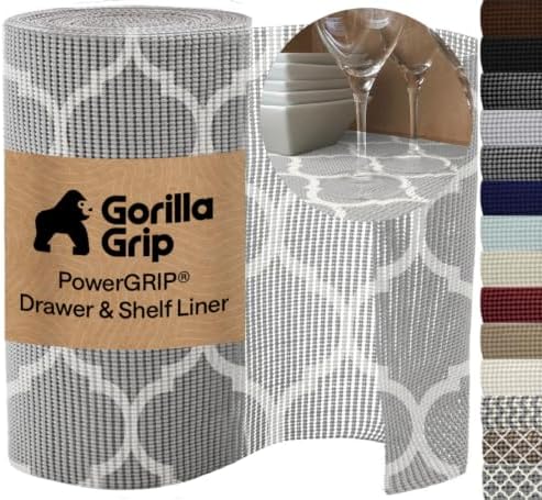 GORILLA GRIP powerGRIP Drawer Shelf and Cabinet Liner, 17.5"x20', Gray by GorillaGrip