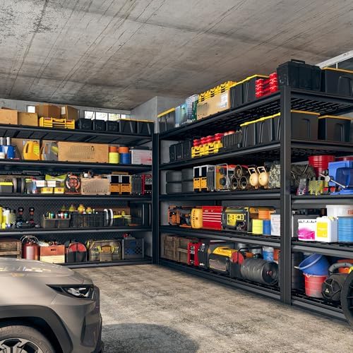 REIBII 60" W Garage Shelving Heavy Duty Metal Shelving 3000LBS Storage Shelves Adjustable Metal Shelves for Industrial 5 Tier Garage Shelves for Basement Pantry Warehouse 60" W x 24" D x 72" H 2 Pack - Image 2
