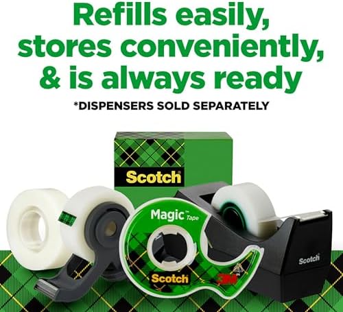 Scotch Magic Tape,Invisible,Home Office Supplies and Back to School Supplies for College and Classrooms,12 Rolls,(Pack of 2) - Image 6