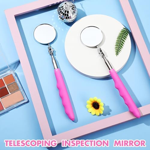 Copkim 2 Pcs Telescoping Inspection Mirror Mechanics Mirror,50mm,Pink - Image 4