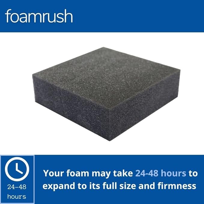 FoamRush 8 x 24" x 27" Charcoal Upholstery Firm Foam Soft Support - Image 2