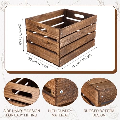 Weysat 3 Pack Large Wood Crates Box for Storage 16 Inch, Brown - Image 2