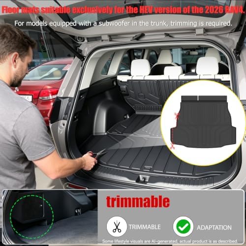 Floor Mats & Cargo Liner for 2026 Toyota RAV4 PHEV(Suitable for Plug-in Hybrid), All Weather TPE Custom Fit Floor Mat Set with Waterproof Anti-Slip Protection,Accessories for 2026 RAV4 PHEV - Image 6