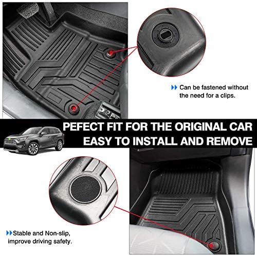Powerty Floor Mats for 2019-2024 2025 Toyota RAV4 Accessories All Weather Floor Liner 3D TPO 1st & 2nd Row Floor Mat Heavy-Duty Floor Liners(FIT All Models) - Image 5