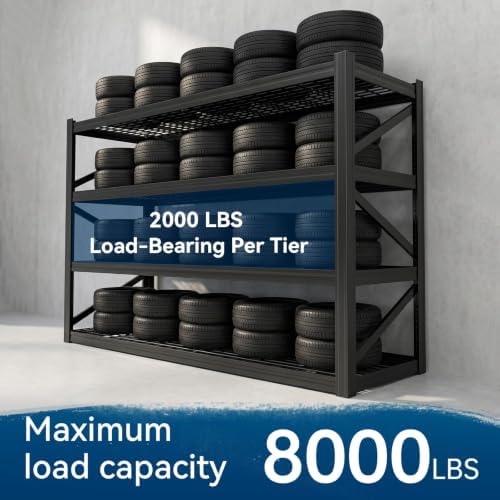 4-Tier Heavy Duty Garage Shelving, 8,000 lbs Capacity Adjustable Metal Storage Shelving Unit for Garage, Basement, Warehouse & Workshop, 71" W x 24" D x 71" H - Image 4