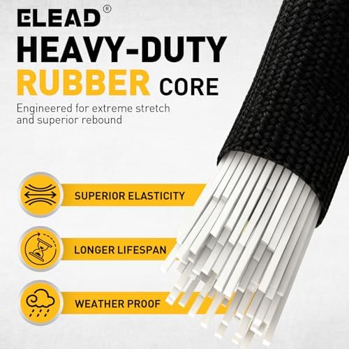 Heavy Duty Bungee Cord Roll, 3/16" x 110ft Marine Grade Outdoor Bungee Cords, Black Super Elastic Shock Cords, Long Cord for Cargo, Camping, Bike Racks, Tents - Image 3