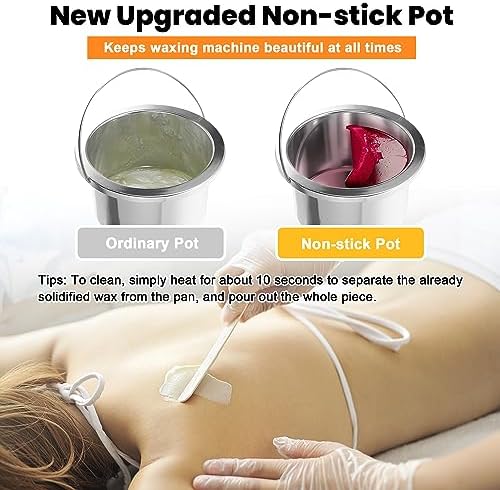 Professional Hair Removal Kit - Wax Warmer Machine with Double Pot, Large Capacity for Spa Salon and Home Use, Non-Stick Easy Clean Pots, 50 Sticks & 20 Collars (Black) - Image 6