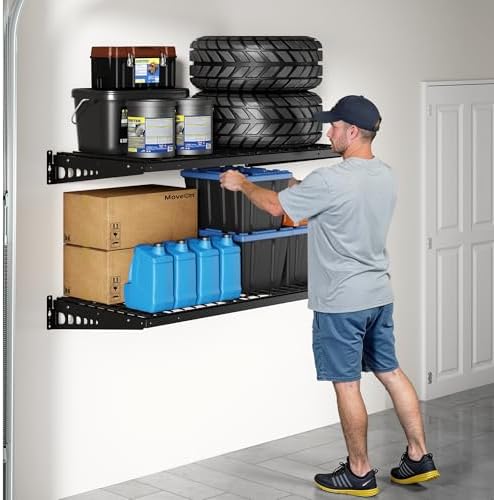 FLEXIMOUNTS 2x4ft Garage Storage, 2 Pack Garage Wall Shelving, Black - Image 6