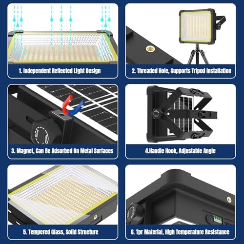 400W Solar LED Work Light 32000LM Portable Rechargeable Magnetic Work Light - Image 5
