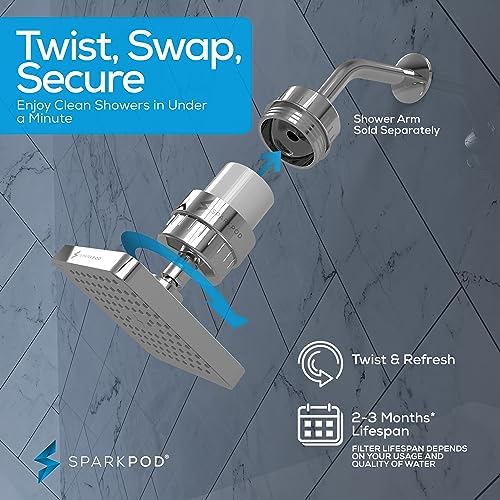 SparkPod Filtered Shower Head, 23-Stage, 6" Square, Polished Chrome - Image 7