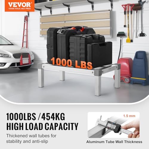 VEVOR Aluminum Dunnage Rack, 24” x 14” Commercial Food Floor Rack, 8” Off the Floor, 1000 lbs Capacity Adjustable Aluminum Storage, for Storage in Restaurants, Kitchens, Garages and Vehicles - Image 2