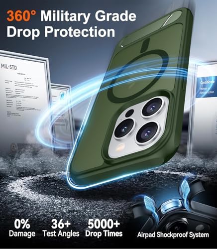 Temdan Magnetic Compatible with iPhone 15 Pro Case, [Built-in Invisible Kickstand][Compatible with MagSafe][Military Grade Shockproof] Slim Translucent Matte Phone Case for iPhone 15 Pro 6.1" - Image 5