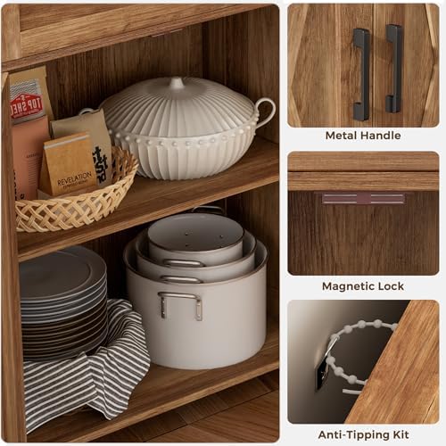 Homhedy Coffee Bar Storage Cabinet with Drawers, Kitchen Buffet Cabinet - Image 6