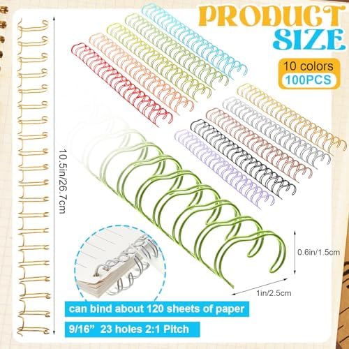 MorningRo 100 Pcs 9/16 Metal Double Loop Binding Wires Bulk Binding Wires - Image 2