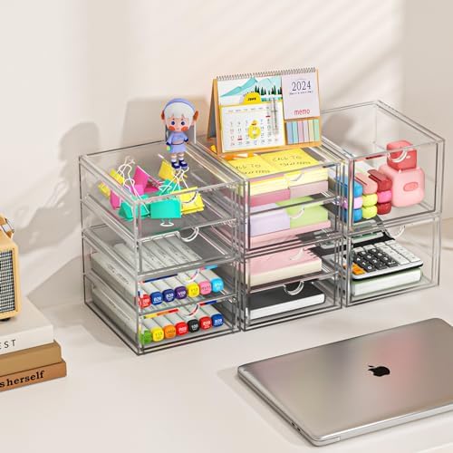 caktraie 4-Pack 4-Drawer Acrylic Storage Organizer for Desk, Crafts,Vanity - Image 6