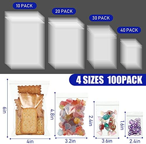 Zonon 100 Pcs Clear Reclosable Zipper Storage Bags Resealable Poly Bag, Xs - Image 2