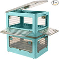 32Qt Plastic Storage Bins with Lid, Collapsible Storage Bins with Wheels by WELCOMETONEALYSEA