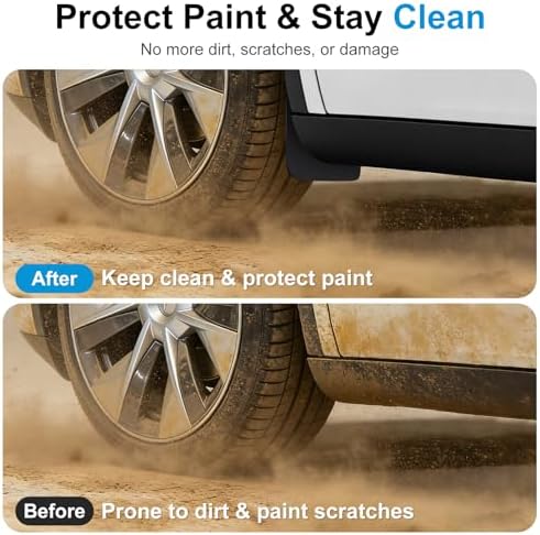 Weize Floor Mats for Tesla Model Y Juniper 2025-2026 All Weather 9Pcs Cargo Liners & 4Pcs Mud Flaps No-Drill Splash Guards Interior Accessories(Not for Standard) - Image 3