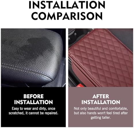 Car Center Console Cover, PU Leather Armrest Box Cushion with 2 Side Storage Bags, 11.81" x 7.87" Car Interior Arm Rest Decor Mat, Universal for Most Cars (Red) - Image 6