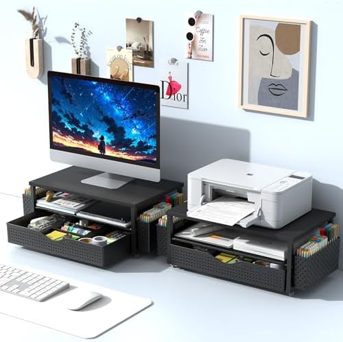 Spacrea Desk Organizers and Accessories, Printer Stand with Storage, Black - Image 7