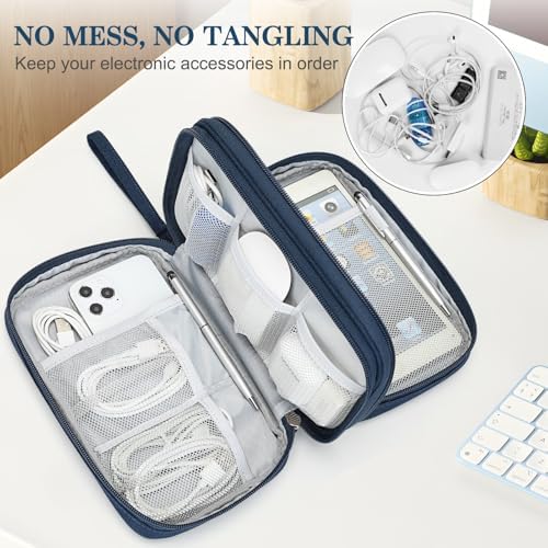 FYY Electronic Organizer, Travel Tech Pouch Bag, Large, Navy - Image 5