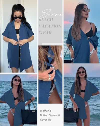 Bsubseach Womens Swimsuit Cover Up Shirt Hooded Beach Dress with Pockets - Image 5
