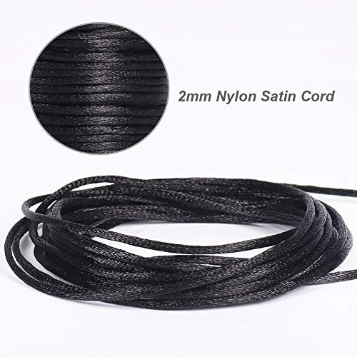 Tenn Well Nylon Satin Cord, 295 Feet 2mm Black Silky Rattail Cord Necklace String for Jewelry Making, Bracelets, Necklaces, Lanyards, Keychains, Beading - Image 2