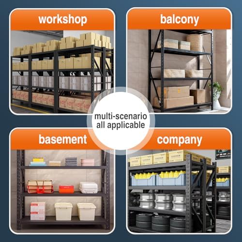 5000LBS Heavy Duty Storage Shelves,Adjustable Metal Garage Shelving Units, Industrial Shelving for Warehouse & Commercial Storage(Black, W78.74*D23.62*H78.74) - Image 5