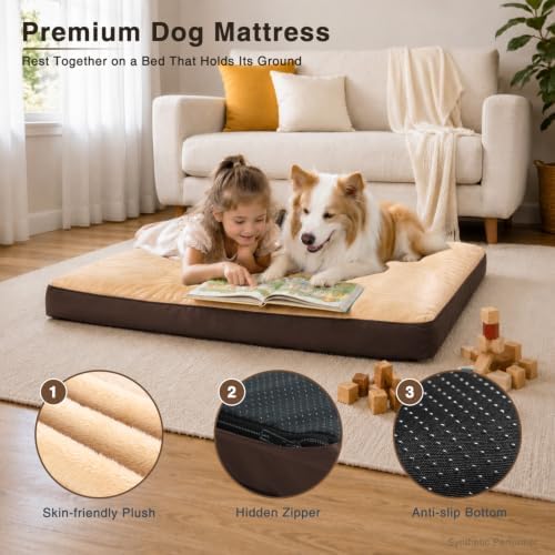 NUPIDA Waterproof Dog Bed for XXL Crate with Washable Cover, 47x29, Brown - Image 2