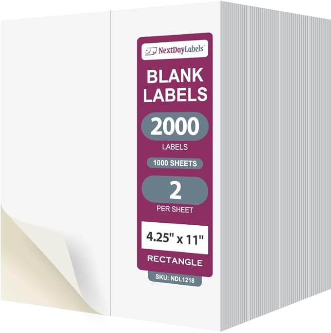 NextDayLabels – 4-1/4" x 11" Rectangular Sticker Labels by NextDayLabels