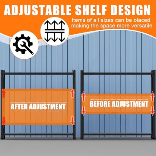 3000LBS Heavy Duty Storage Shelves,Adjustable Metal Garage Shelving Units, Industrial Shelving for Warehouse & Commercial Storage (Black, W57*D23.6*H73.2) - Image 4