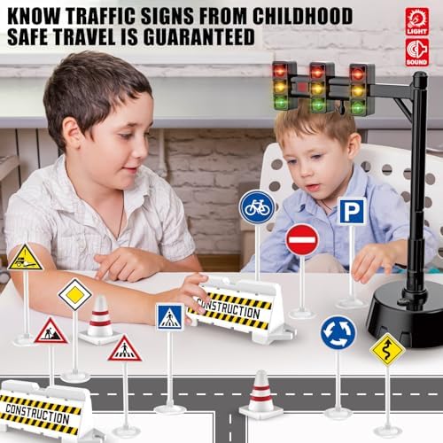 Traffic Light Toy with LED and Sound, Traffic Lights Set for Kids 3-7 - Image 2