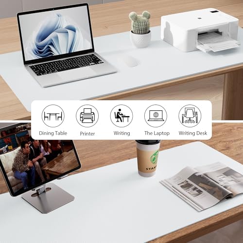 Aothia Leather Desk Pad Protector, Mouse Pad, Office Desk Mat, Non-Slip PU Leather Desk Blotter, Laptop Desk Pad, Waterproof Desk Writing Pad for Office and Home (Barely Grey, 36" x 17") - Image 6
