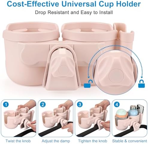 Accmor Stroller Cup Holder with Phone Holder, Bike Cup Holder, Walker Scooter Wheelchair Cup Holder Attachment, Universal Cup Holder for Uppababy Graco Strollers - Image 7