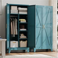 Baborokic 71" Armoire Wardrobe Closet with Hanging Rod,Metal Wardrobe Cabinet with Adjustable Shelves and Doors,Farmhouse Office Cabinets for Bedroom,Office,Laundry,Employee(Blue) by Baborokicforyournewlife