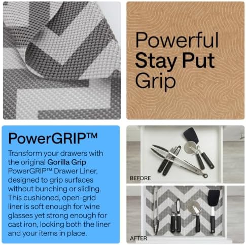 GORILLA GRIP powerGRIP Drawer Shelf and Cabinet Liner, 17.5"x30', Chevron - Image 3