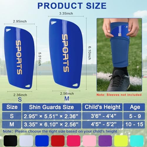 Kids Soccer Shin Guards 2 Pairs Slip-in Youth Shin Pads for Boys Girls, Lightweight PP+EVA Soccer Protective Gear Fits with Shin Guard Sleeves(not Included), Toddler to Teen Sizes Multiple Colors - Image 2