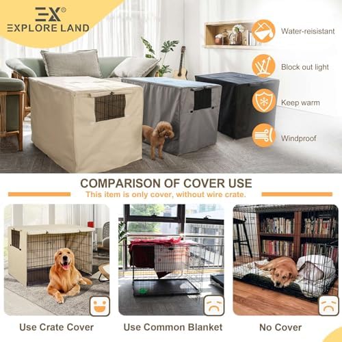 Explore Land Dog Crate Cover, 54 inches, Light Tan - Image 4