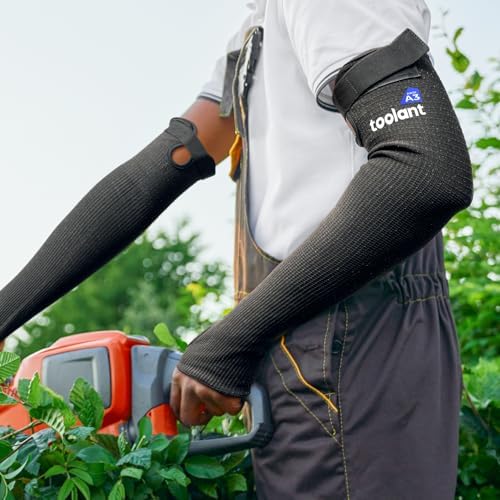 OriStout Cut Resistant Farmers Sleeves with Thumb Hole, Protective Arm Sleeves, for Gardening, Welding, Kitchen, Arm Guards for Biting, Pet Grooming, Black, 1 Pair - Image 6