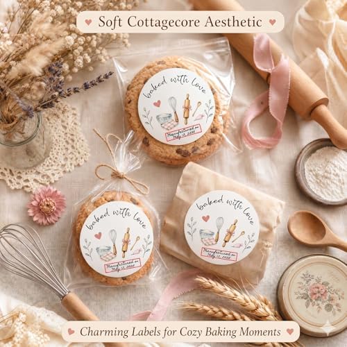 120 x Baked with Love Write On Bakery Stickers for Cookie Bags, Sourdough Bread, Jam Jars & Homemade Gifts, Writable Baking Labels for Home Bakers, Farmers Market & Small Business Packaging 2'' - Image 5