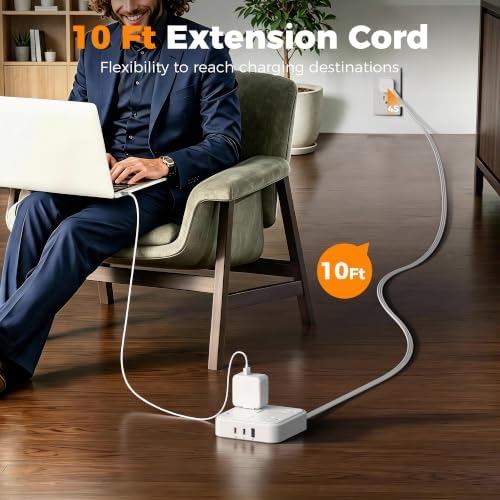 TESSAN Surge Protector Flat Extension Cord 10Ft, Flat Plug Power Strip - Image 5