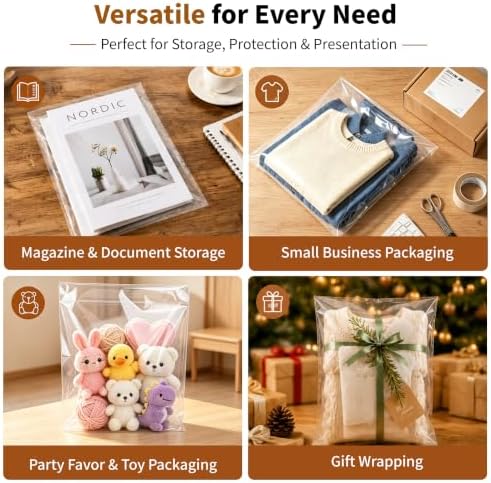 14x20Inch Self Sealing Cellophane Bags - 60Pcs Clear Poly Bags for Clothing Packaging,Coats & Winter Apparel,Clear Plastic Bags for Small Business & Retail Display - Image 5