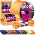 Paracord Rope 550 lb 4mm – Parachute Cord – Utility Camping Rope by TECEUM