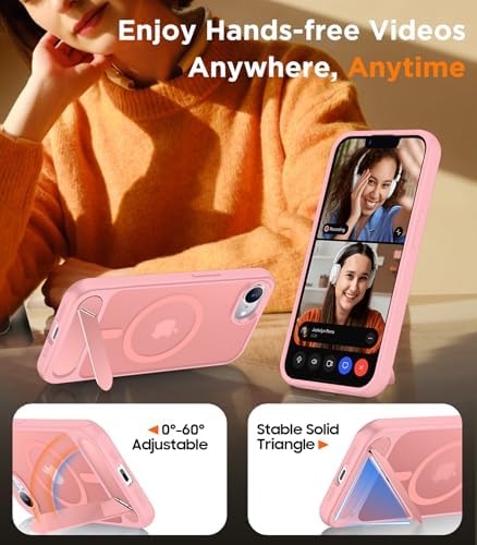 Temdan Magnetic Compatible with iPhone 17e Case & iPhone 16e Case,[Built-in Invisible Kickstand][Compatible with MagSafe][Military Grade Shockproof] Slim Translucent Matte Case for iPhone 16e/17e 6.1" - Image 3