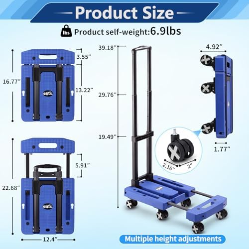 GtIiFmTe Foldable Hand Truck, Lightweight Luggage Cart for Airport Car Seat - Image 2