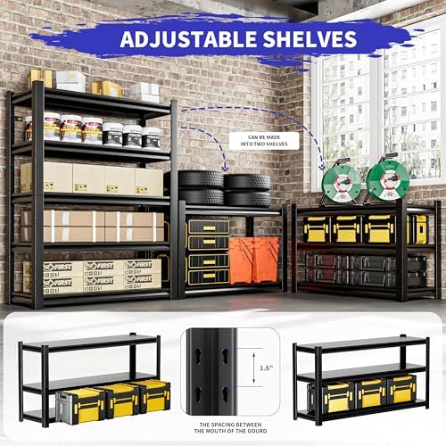 Garage Shelving, 36"W x 16"D x 72"H, Heavy Duty Metal Storage Shelves - Image 4