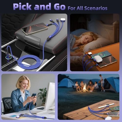 4 IN 2 Multi Charging Cable with 3 USB-C/iWatch Charger, Travel Essentials - Image 4